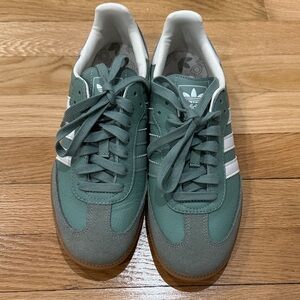 Adidas Women's Green and White Sneakers